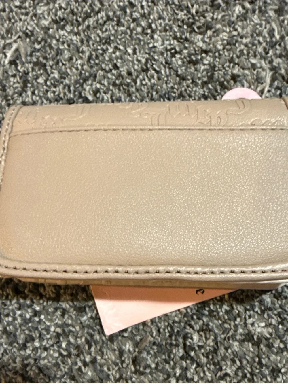 NWT Juicy Couture String Of Pearls Elongated Bifold Wallet Tan Brown